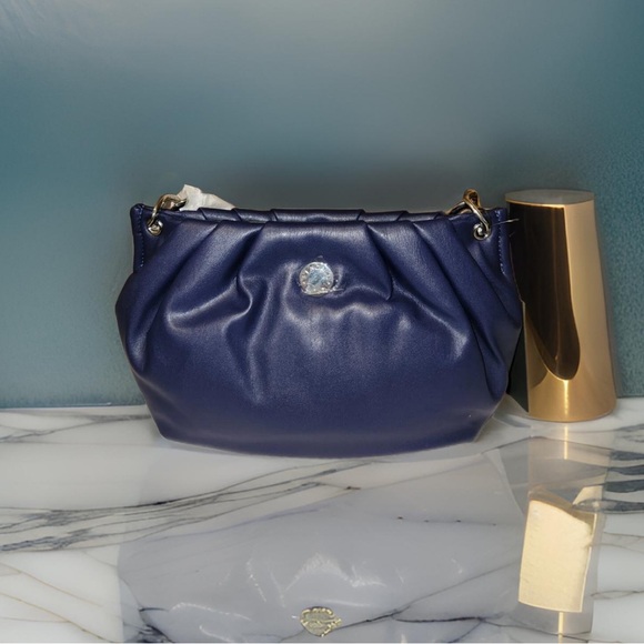 Kendall+Kylie Navy Blue Slouch Purse Silver Link Strap NWT - Picture 13 of 14